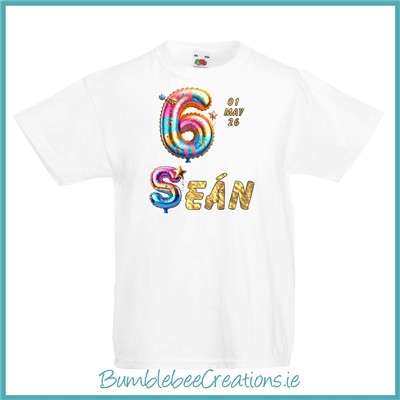 Birthday Balloon Number Tshirt for Kids
